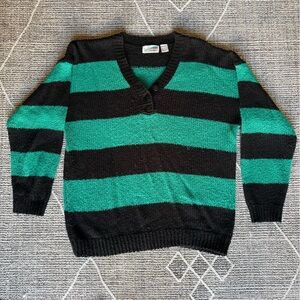 Vintage Striped Black and Green Sweater